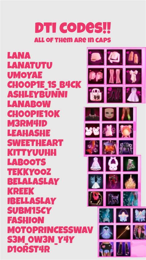 Dti Codes For Dress To Impress