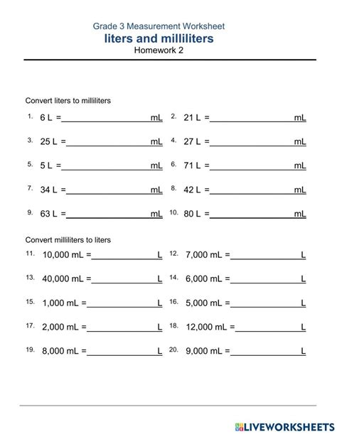 Editable Liters And Milliliters Conversion Worksheet Twinkl