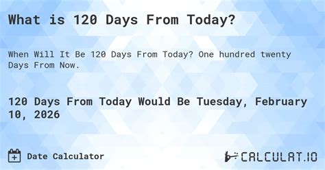 120 Days From Today Countdown: Big Reveal!